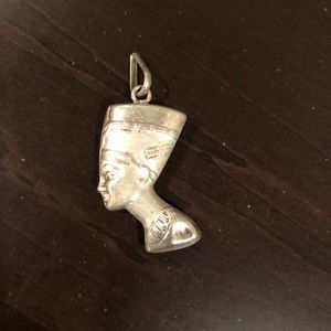 Egyptian Nefertiti Bust Necklace Silver Pendant